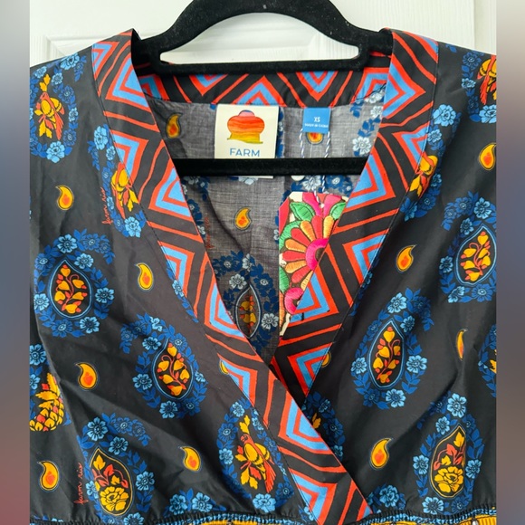 Farm Rio Puff-Sleeve V-Neck Maxi Dress, Size XS - Picture 10 of 13